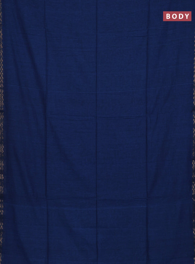 Bengal soft cotton saree peacock blue and maroon with plain body and zari woven border