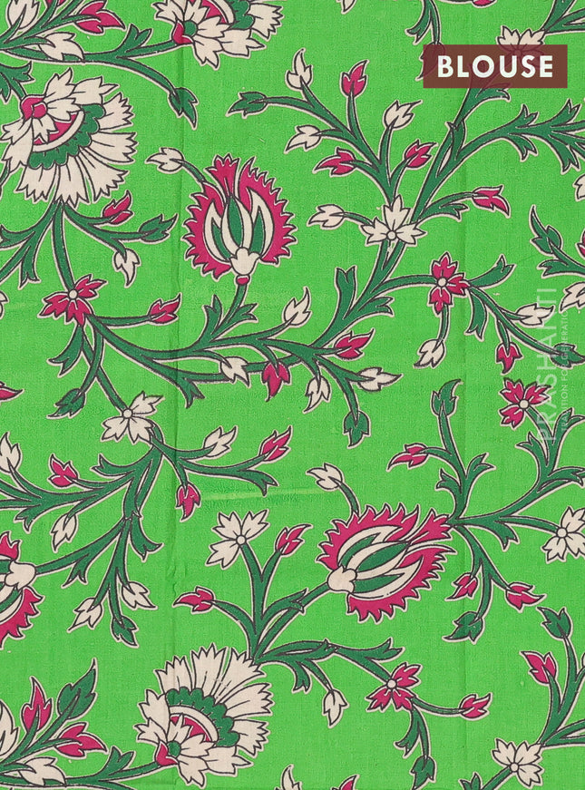 Bengal soft cotton saree dark magenta pink and green with plain body and zari woven border