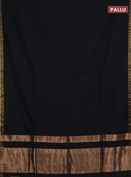 Bengal soft cotton saree black and maroon with plain body and zari woven border