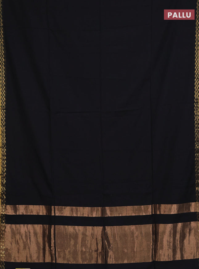 Bengal soft cotton saree black and maroon with plain body and zari woven border