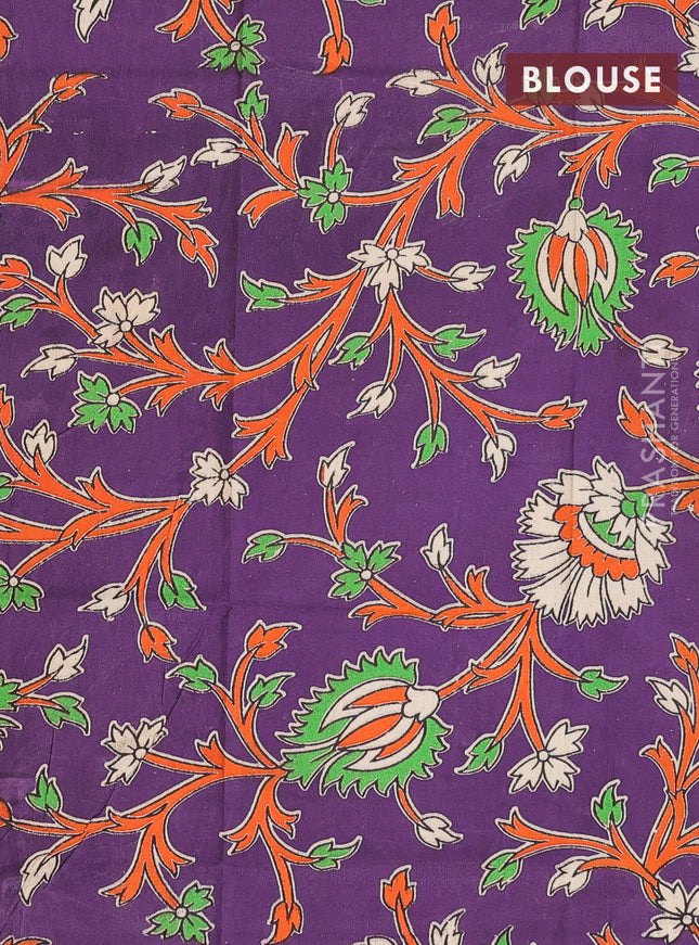 Bengal soft cotton saree sap green and violet with plain body and zari woven border