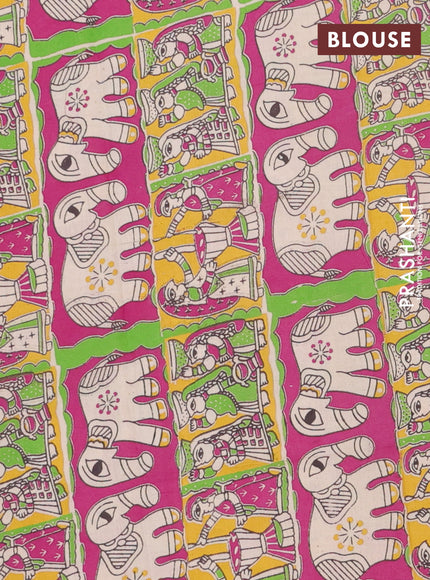 Bengal soft cotton saree dark green and magenta pink with plain body and zari woven border