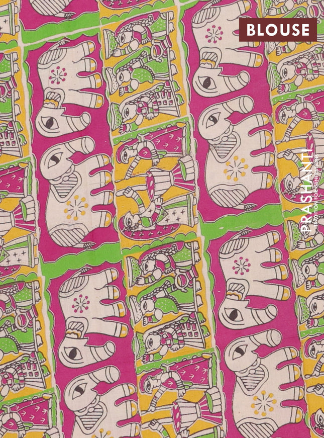 Bengal soft cotton saree dark green and magenta pink with plain body and zari woven border