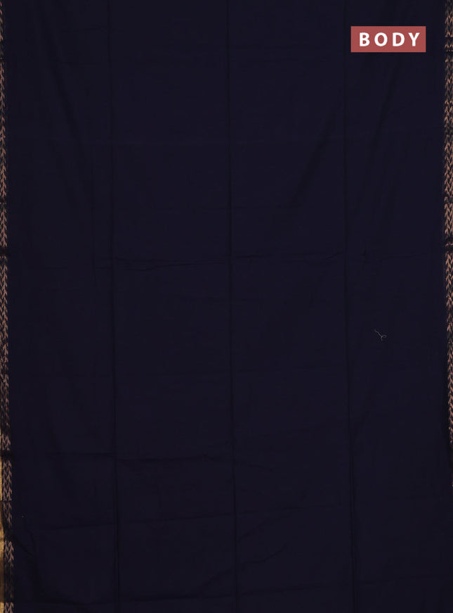 Bengal soft cotton saree navy blue and maroon with plain body and zari woven border