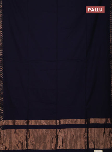 Bengal soft cotton saree navy blue and maroon with plain body and zari woven border