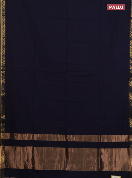 Bengal soft cotton saree deep navy blue and maroon with plain body and zari woven border