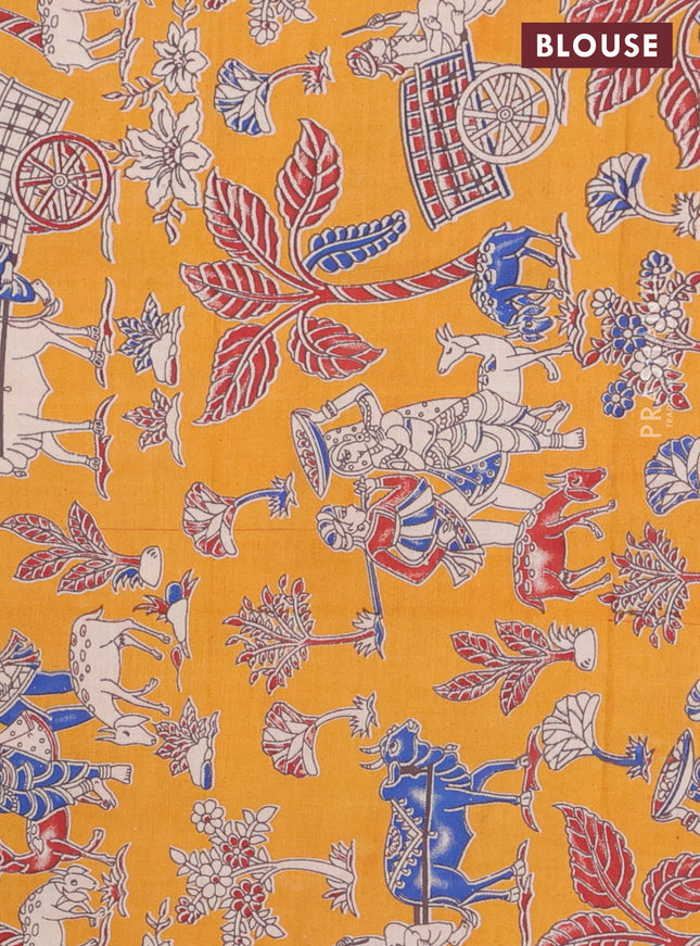 Bengal soft cotton saree cs blue and mustard yellow with plain body and zari woven border