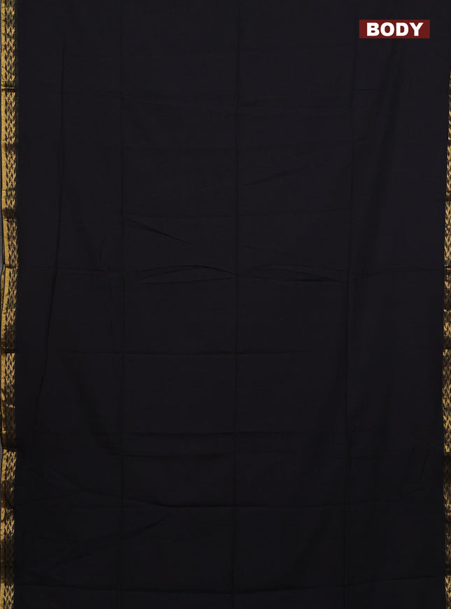 Bengal soft cotton saree black and maroon with plain body and zari woven border