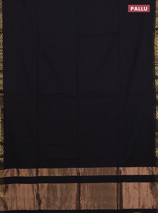 Bengal soft cotton saree black and maroon with plain body and zari woven border