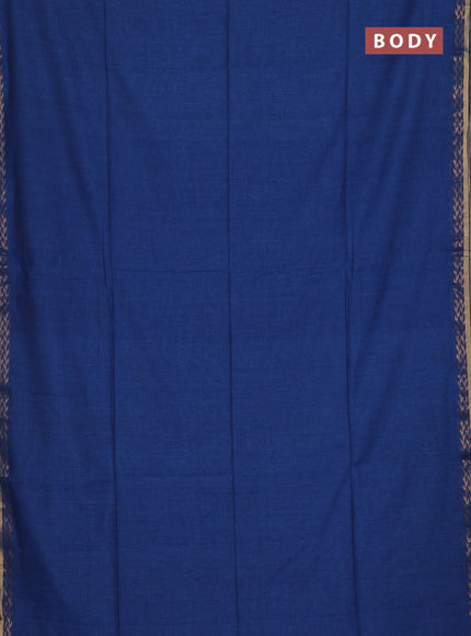 Bengal soft cotton saree cs blue and maroon with plain body and zari woven border