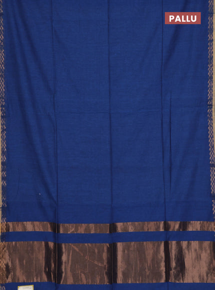 Bengal soft cotton saree cs blue and maroon with plain body and zari woven border