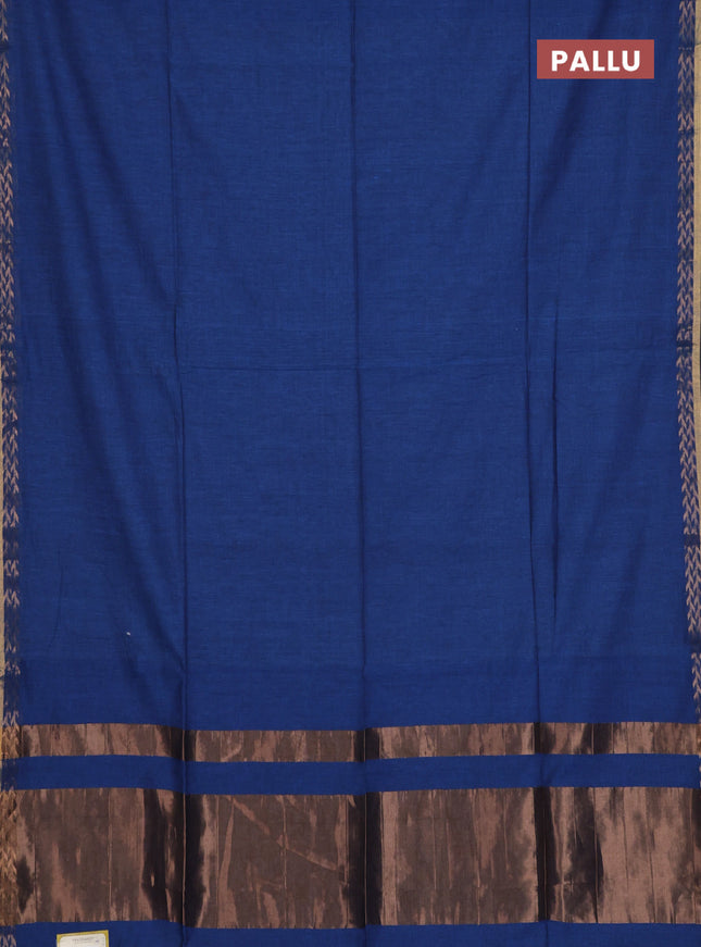 Bengal soft cotton saree cs blue and maroon with plain body and zari woven border