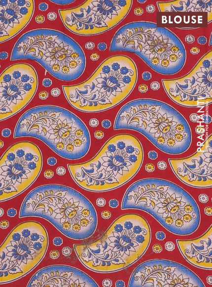 Bengal soft cotton saree cs blue and maroon with plain body and zari woven border