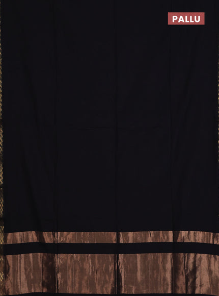 Bengal soft cotton saree black and maroon with plain body and zari woven border