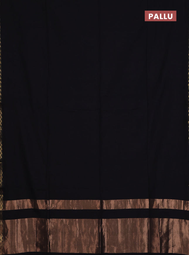 Bengal soft cotton saree black and maroon with plain body and zari woven border