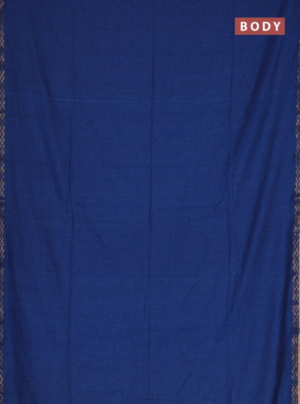 Bengal soft cotton saree peacock blue and red with plain body and zari woven border