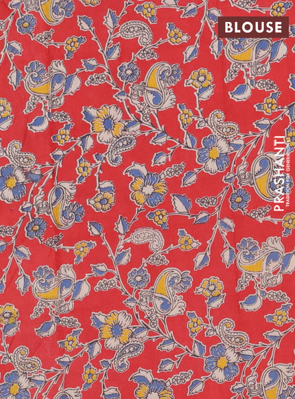 Bengal soft cotton saree peacock blue and red with plain body and zari woven border