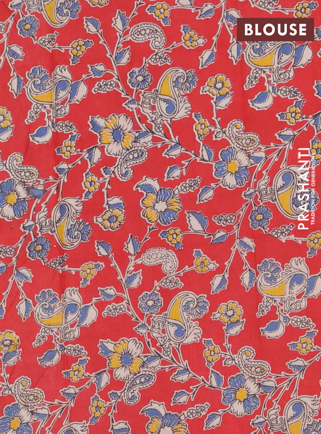 Bengal soft cotton saree peacock blue and red with plain body and zari woven border