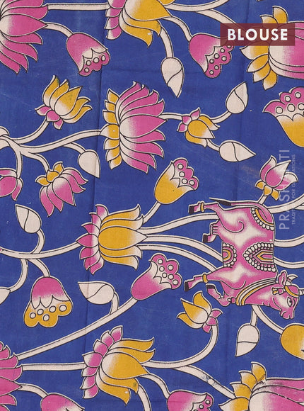 Bengal soft cotton saree maroon and blue with plain body and zari woven border