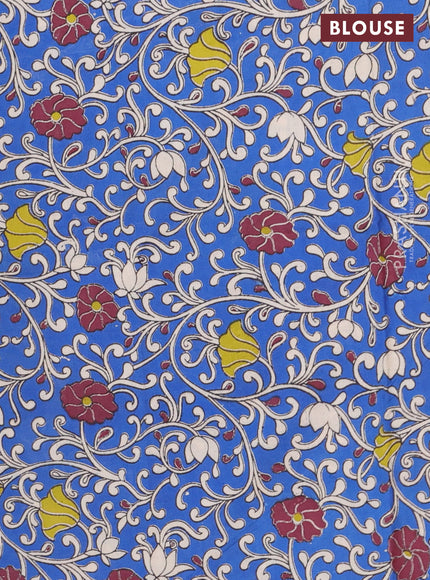 Bengal soft cotton saree maroon and blue with plain body and zari woven border