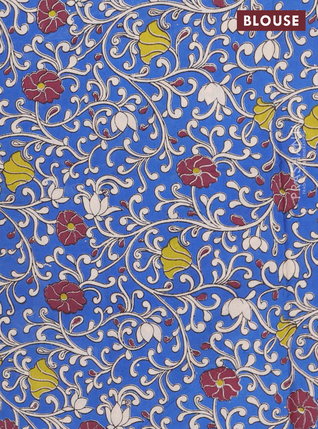 Bengal soft cotton saree maroon and blue with plain body and zari woven border