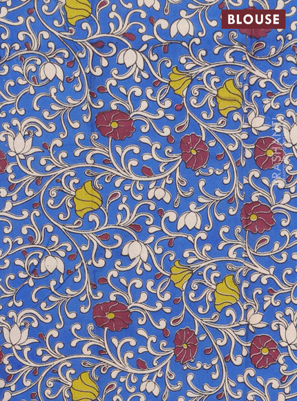 Bengal soft cotton saree dark magenat pink and blue with plain body and zari woven border