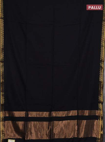 Bengal soft cotton saree black and blue with plain body and zari woven border