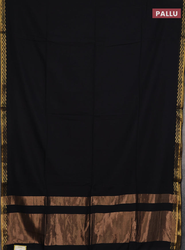Bengal soft cotton saree black and blue with plain body and zari woven border
