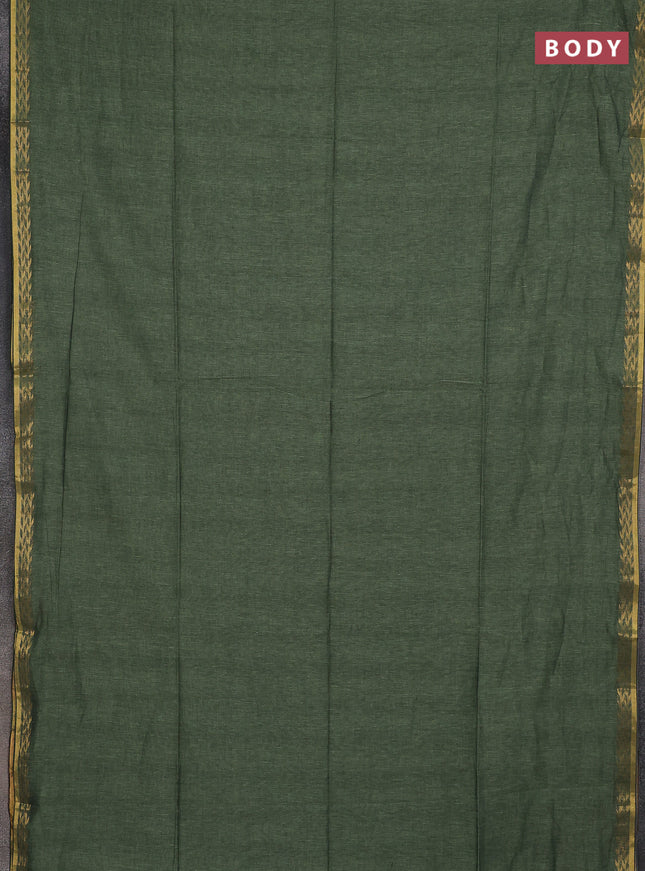 Bengal soft cotton saree pastel green and blue with plain body and zari woven border