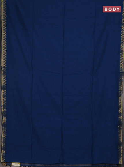 Bengal soft cotton saree peacock blue and maroon with plain body and zari woven border