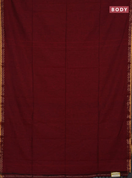 Bengal soft cotton saree maroon and blue with plain body and zari woven border