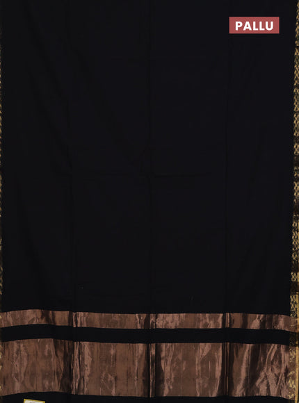 Bengal soft cotton saree black and blue with plain body and zari woven border