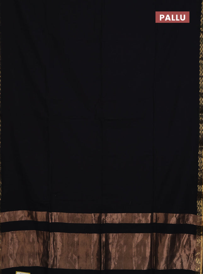 Bengal soft cotton saree black and blue with plain body and zari woven border