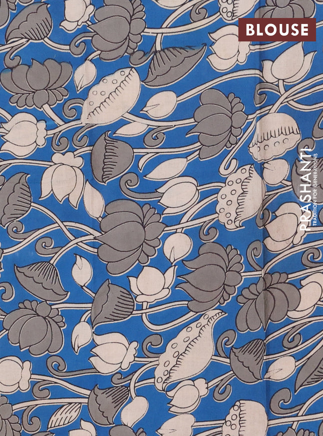 Bengal soft cotton saree black and blue with plain body and zari woven border