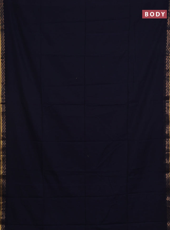 Bengal soft cotton saree deep navyblue and maroon with plain body and zari woven border