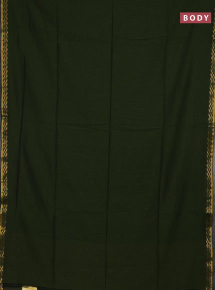 Bengal soft cotton saree sap green and deep maroon with plain body and zari woven border