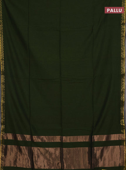 Bengal soft cotton saree sap green and deep maroon with plain body and zari woven border