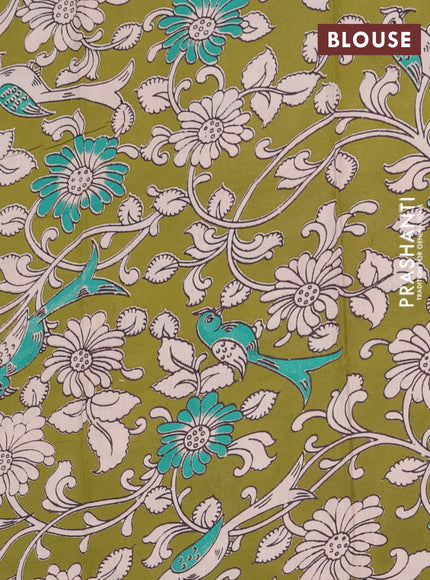 Bengal soft cotton saree teal green and light green with plain body and zari woven border