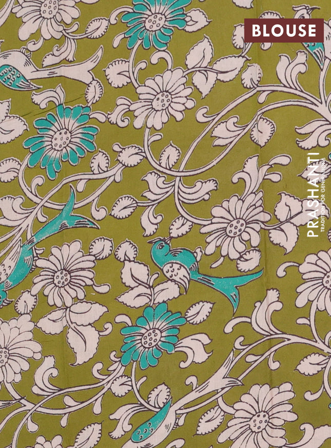 Bengal soft cotton saree teal green and light green with plain body and zari woven border