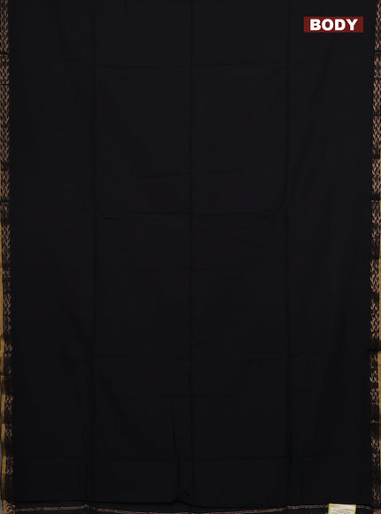 Bengal soft cotton saree black and blue with plain body and zari woven border