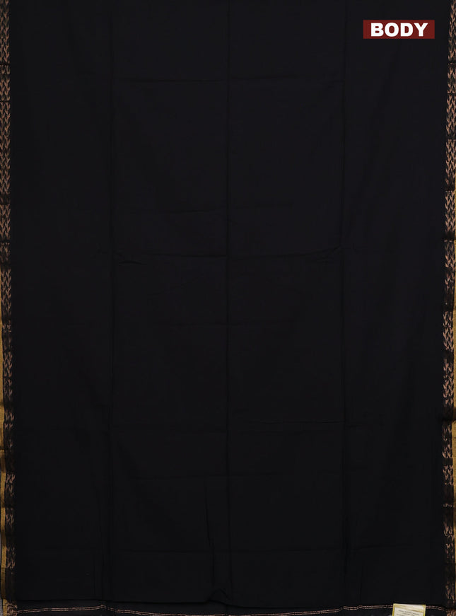 Bengal soft cotton saree black and blue with plain body and zari woven border