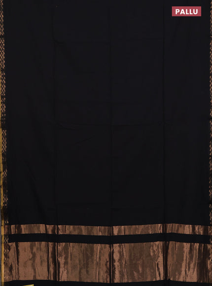 Bengal soft cotton saree black and blue with plain body and zari woven border