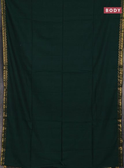 Bengal soft cotton saree dark green and deep maroon with plain body and zari woven border