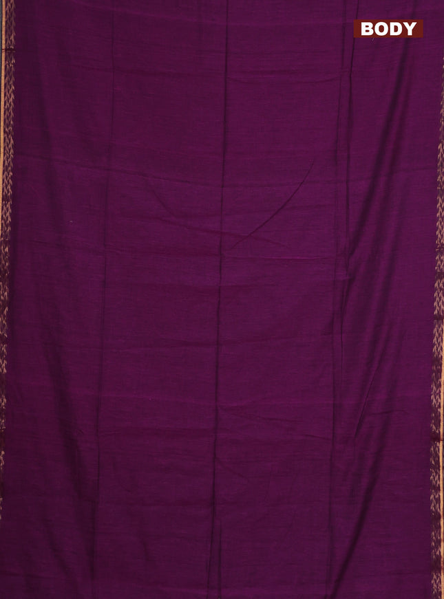 Bengal soft cotton saree purple and green with plain body and zari woven border