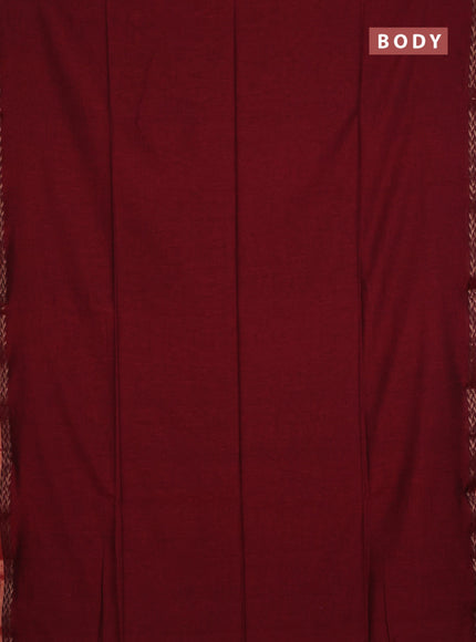 Bengal soft cotton saree maroon and yellow with plain body and zari woven border