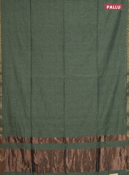 Bengal soft cotton saree pastel green and maroon with plain body and zari woven border