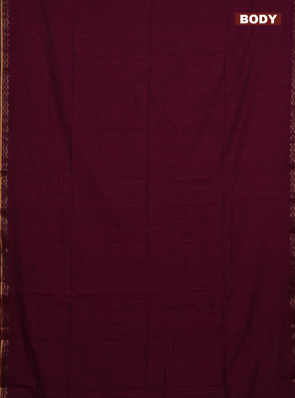 Bengal soft cotton saree purple and beige blue with plain body and zari woven border