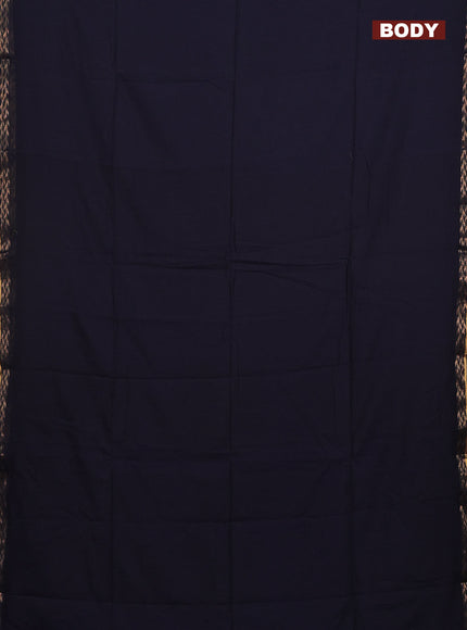 Bengal soft cotton saree navy blue and maroon with plain body and zari woven border
