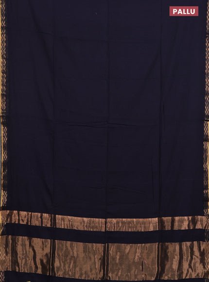 Bengal soft cotton saree navy blue and maroon with plain body and zari woven border