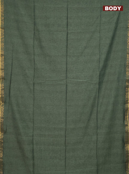 Bengal soft cotton saree pastel green and blue with plain body and zari woven border